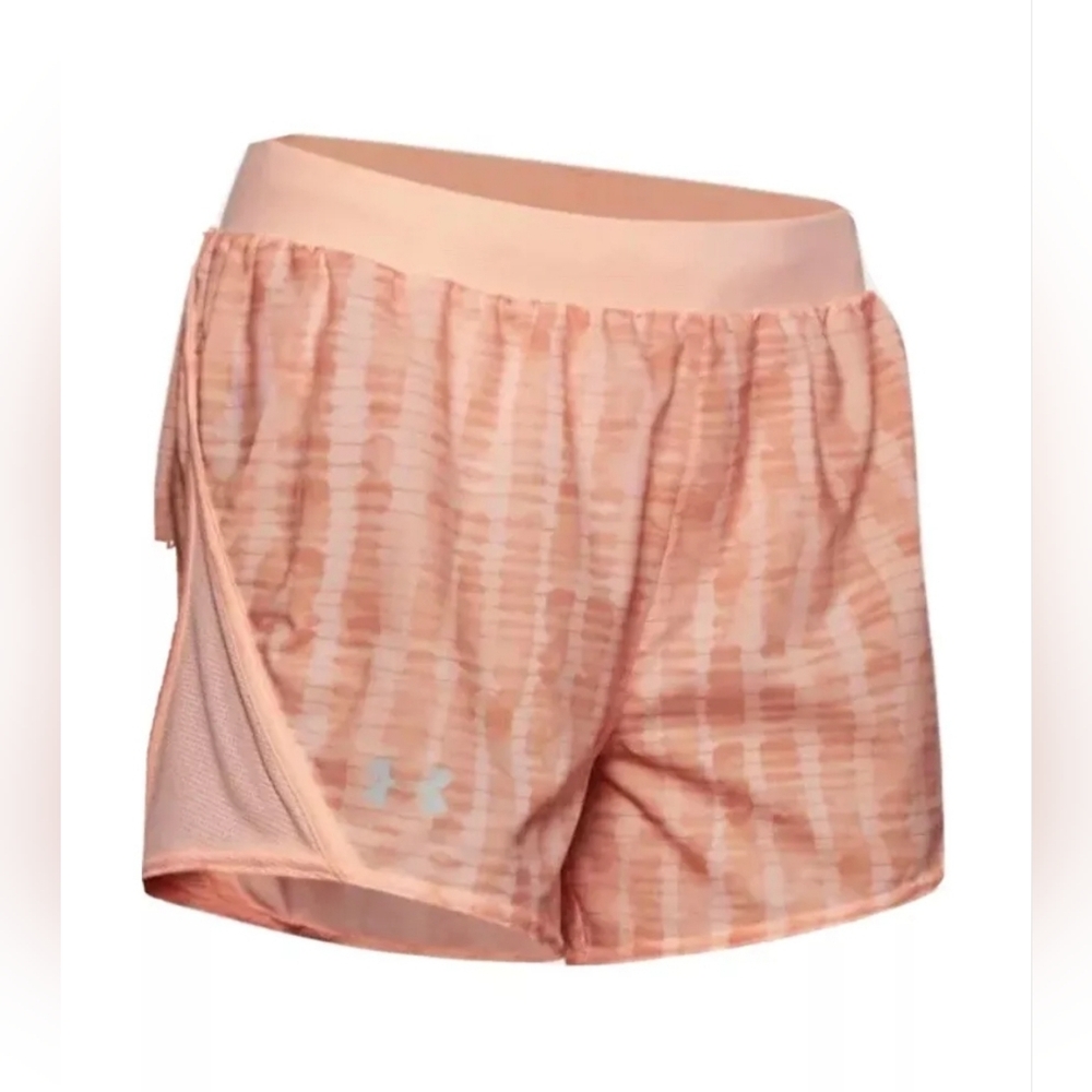 Under Armour Women's Mileage Heat Gear Printed Running Gym Shorts Peach sz S